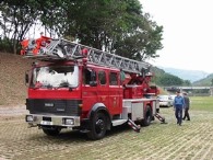 Fire engine on grasscrete paving